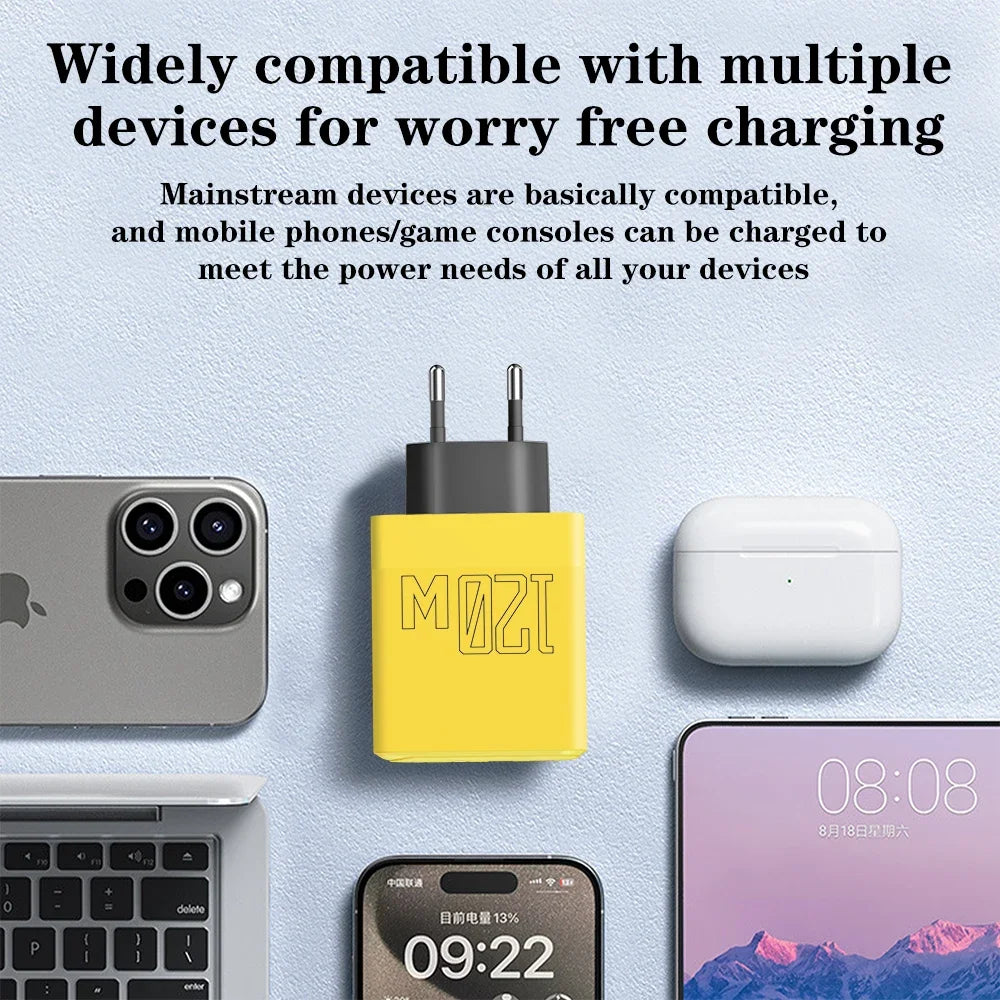 120W 4-Port USB-C PD Fast Charger | iPhone & Samsung