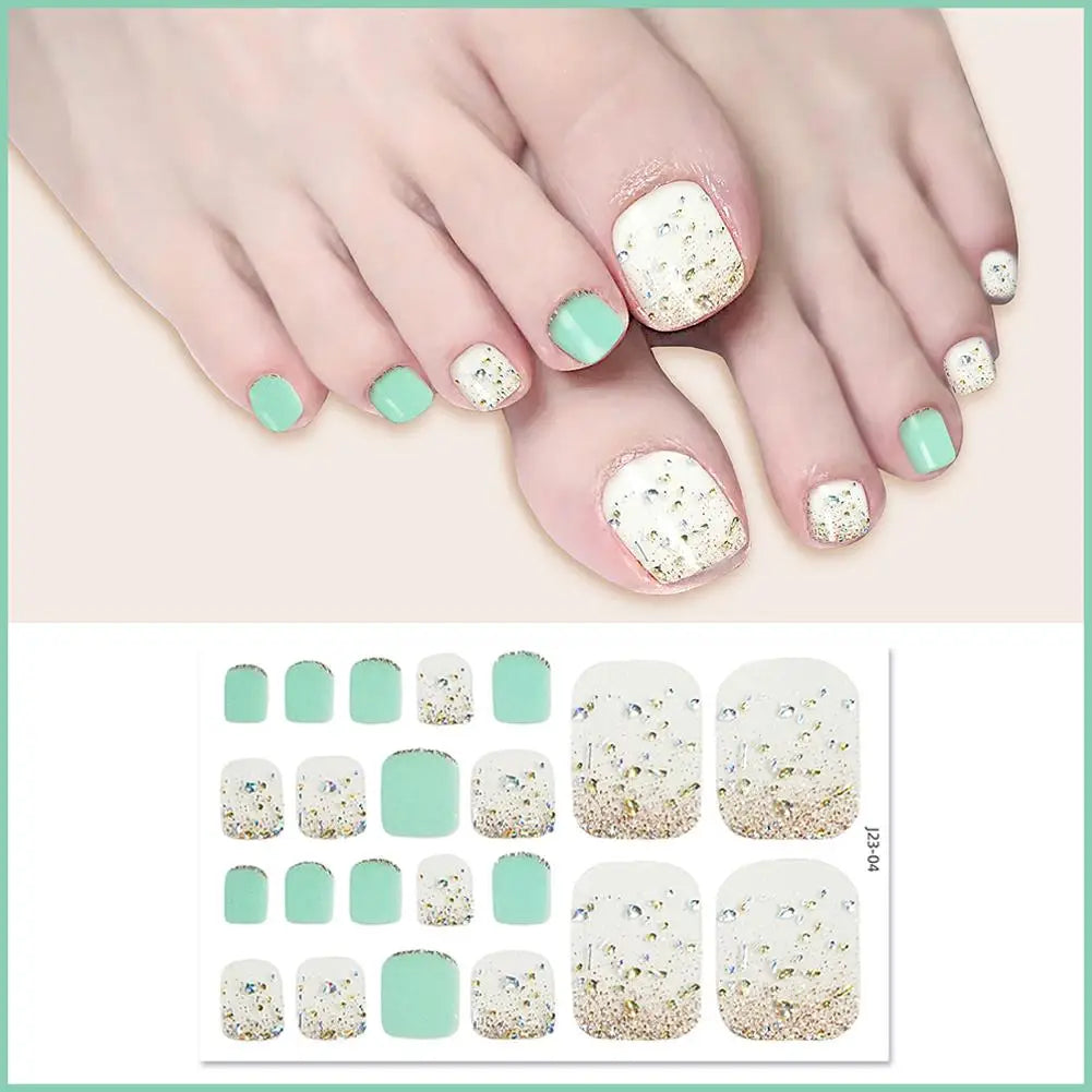 Glitter Toe Nail Stickers – 22 Count, DIY Nail Wraps Nail Care Peaceful Pleasures Health and Wellness 03
