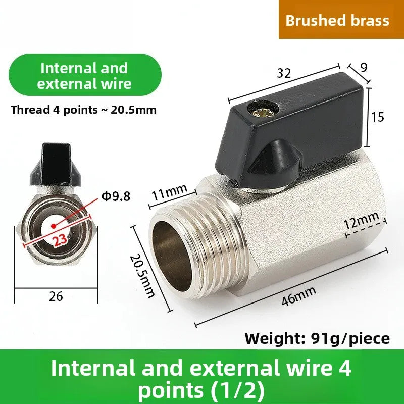 Copper Mini Ball Valve PT 1/8 1/4 3/8 1/2 Threaded Water Gas