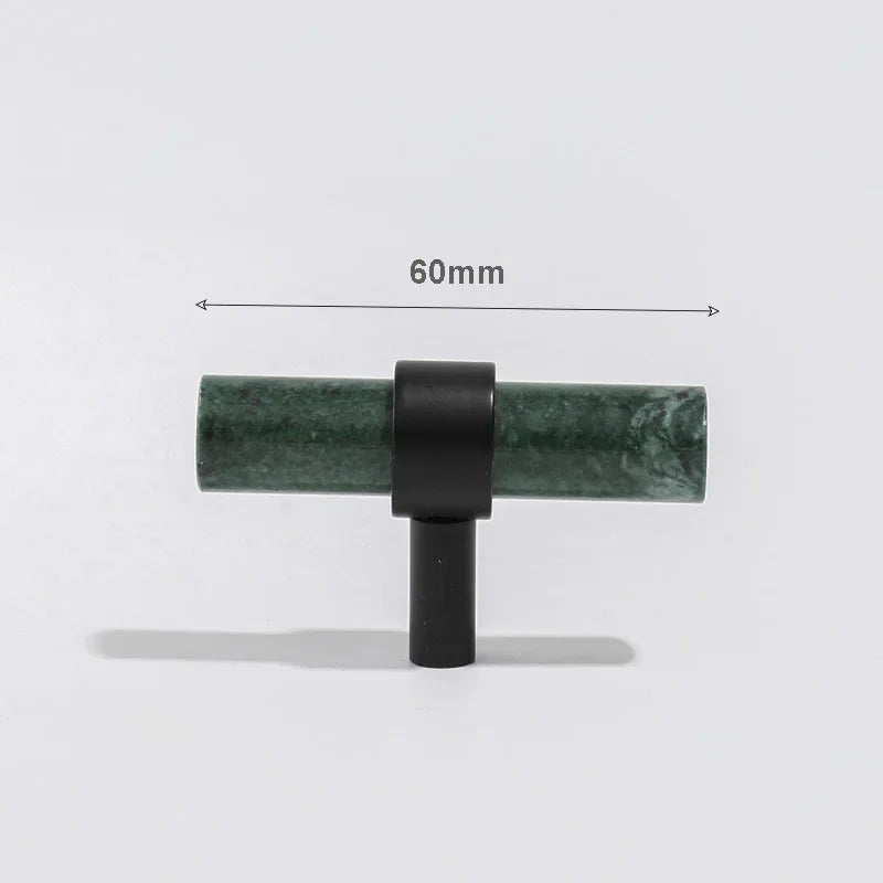 Green Marble & Black Brass Cabinet Drawer Pull Handle Knob