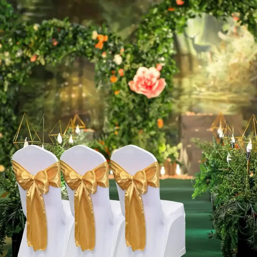 Satin Chair Sashes Bows 5PCS | Wedding & Party Decoration