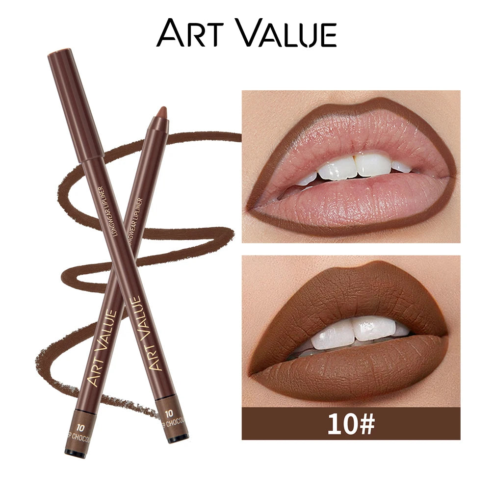 QIBEST Lipliner Pencil Matte Nude Red Contour Tint Lipstick Long Lasting Non-stick Cup Lipliner Pen Makeup Lip Stain Pencil Peaceful Pleasures Health and Wellness 10