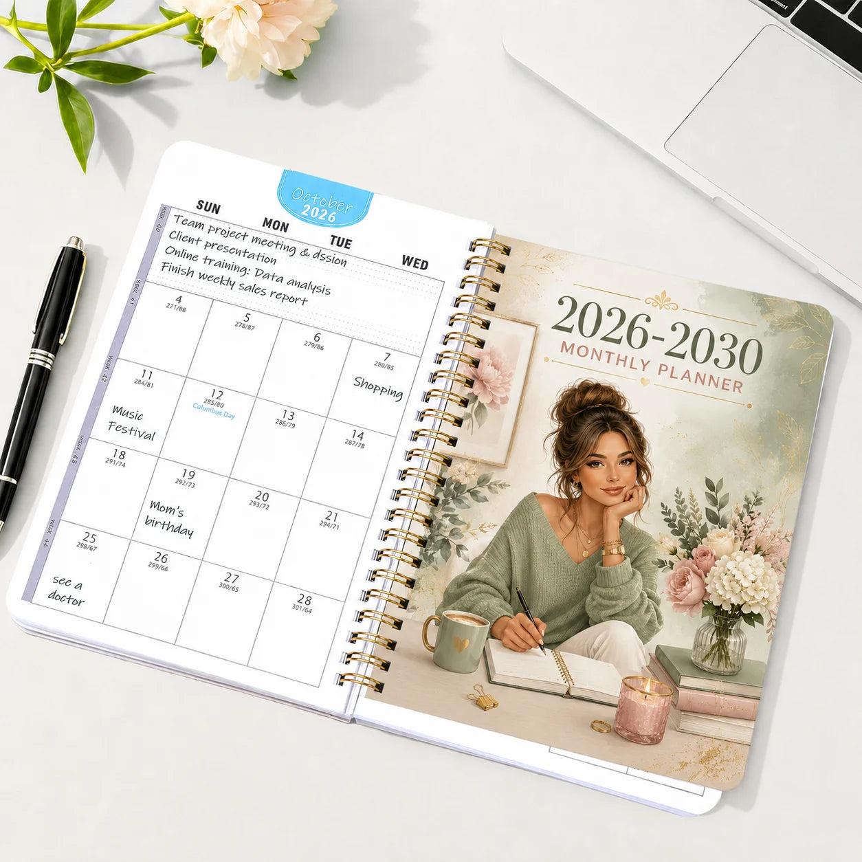 2026-2030 Monthly Planner Journal A5 Spiral-bound Life Organizer