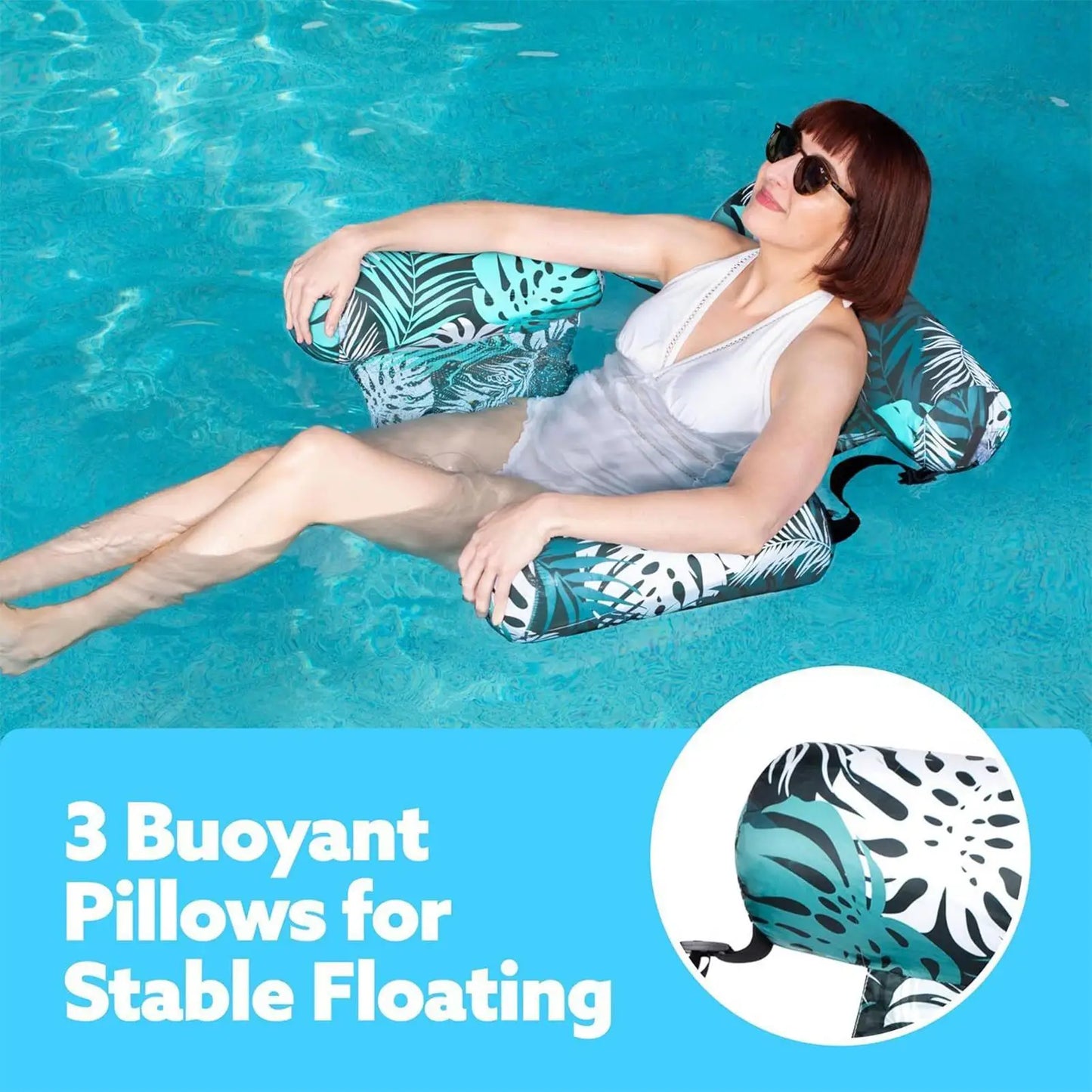 Inflatable Pool Float Chair with Armrests | PVC Water Lounger