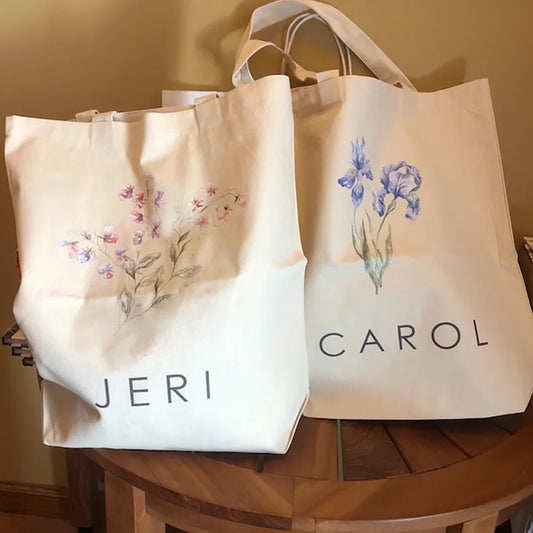 Custom Birth Month Flower Canvas Tote Bag | Personalized Gift Personalized Tote Bag Peaceful Pleasures Health and Wellness August 1pcs 45x34x10cm