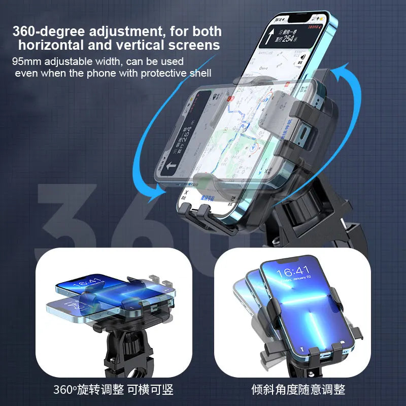 360° Rotatable Anti-Slip Bike Phone Mount | 4.7–7.2" Phones