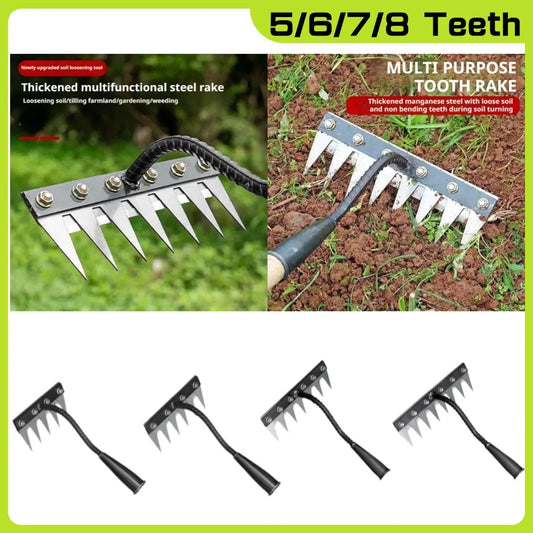 5/6/7/8 Teeth Iron Gardening Hoe Weeding Rake Tool Peaceful Pleasures Health and Wellness 7 teeth