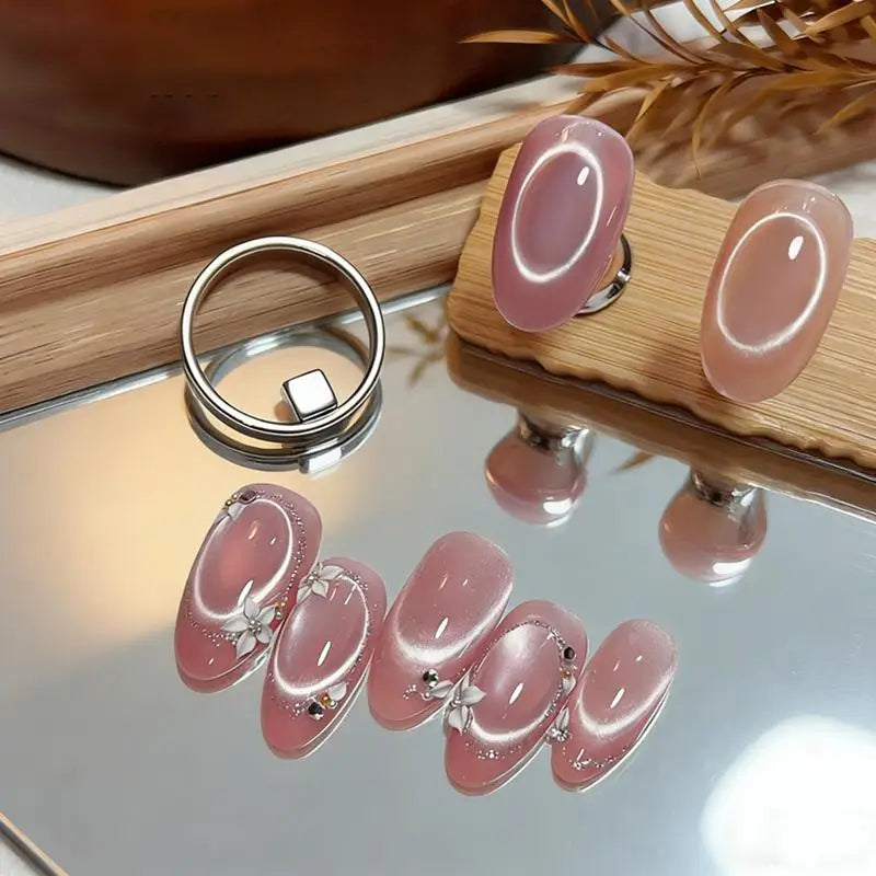 Nail Art Cat's Eye Magnet Tool Hollow Ring-shaped Glass Bead Cat Eye Magnetic Nail Art Effect Magnetic Gel Polish Manicure Tools Peaceful Pleasures Health and Wellness