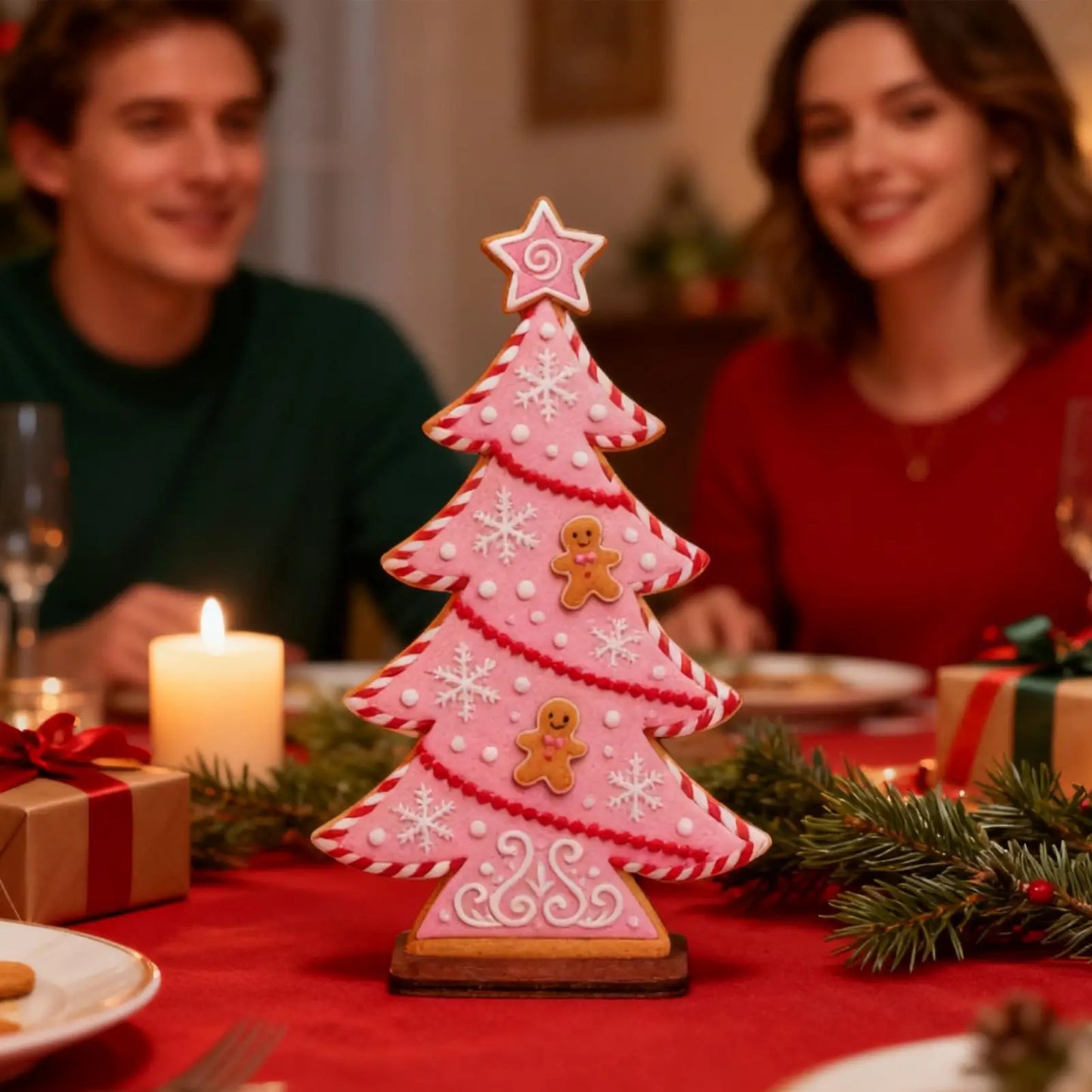 Gingerbread Wooden Christmas Tree Figurine | Festive Table Decor
