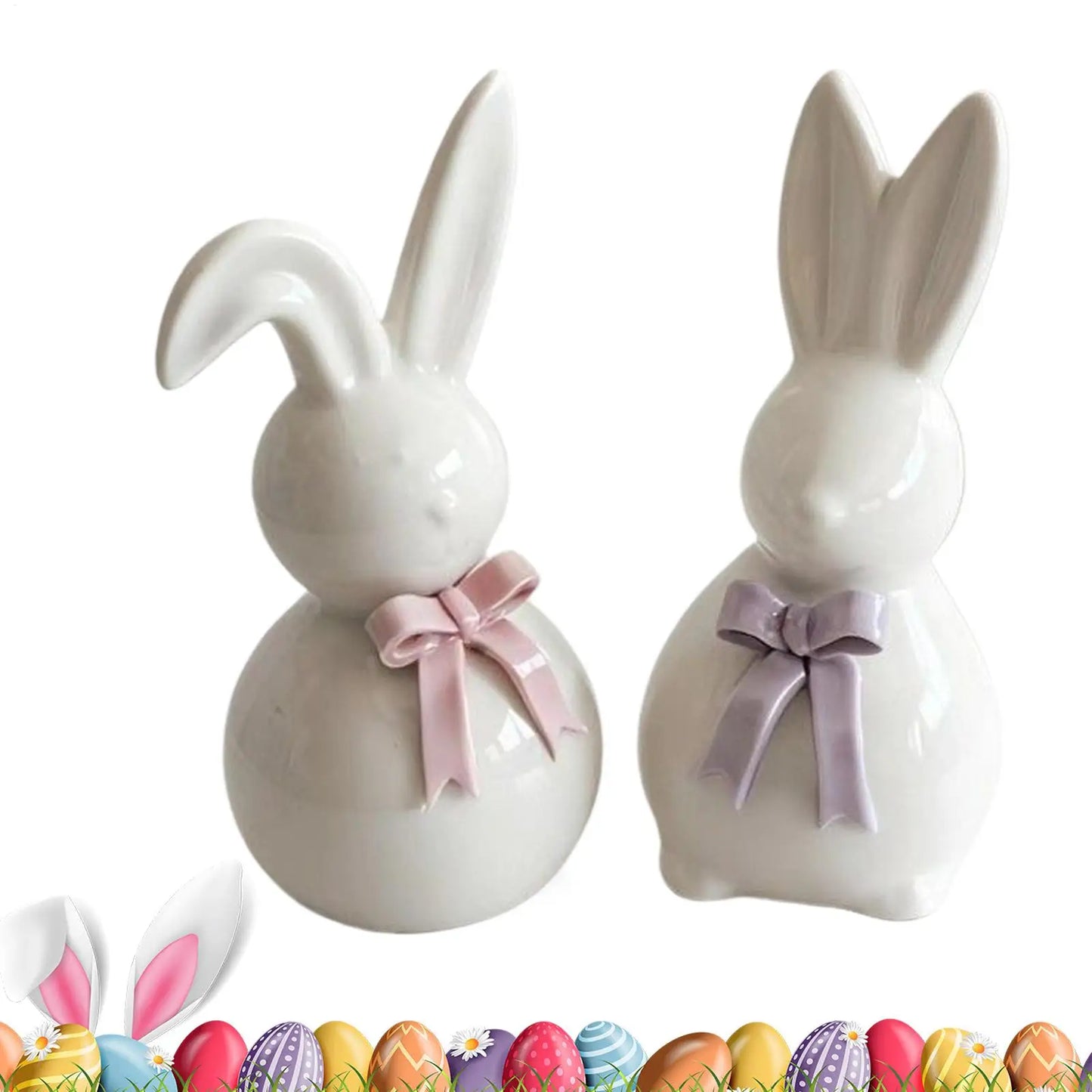 Easter Bunny Ceramic Figurine | Rabbit Sculpture Spring Decor
