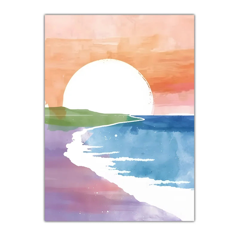 Coastal Mountain Sunset Canvas Wall Art | Modern Landscape Print Canvas Wall Art Peaceful Pleasures Health and Wellness 02 20x25cm No Frame China Mainland