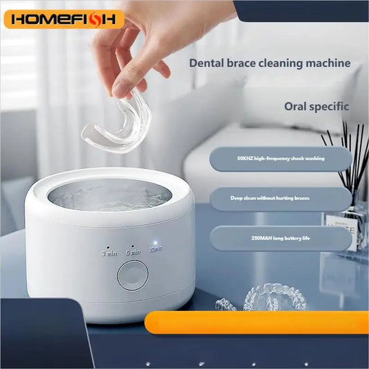 HOMEFISH Mini Ultrasonic Denture Cleaner | Portable Dental Device Ultrasonic Denture Cleaner Peaceful Pleasures Health and Wellness