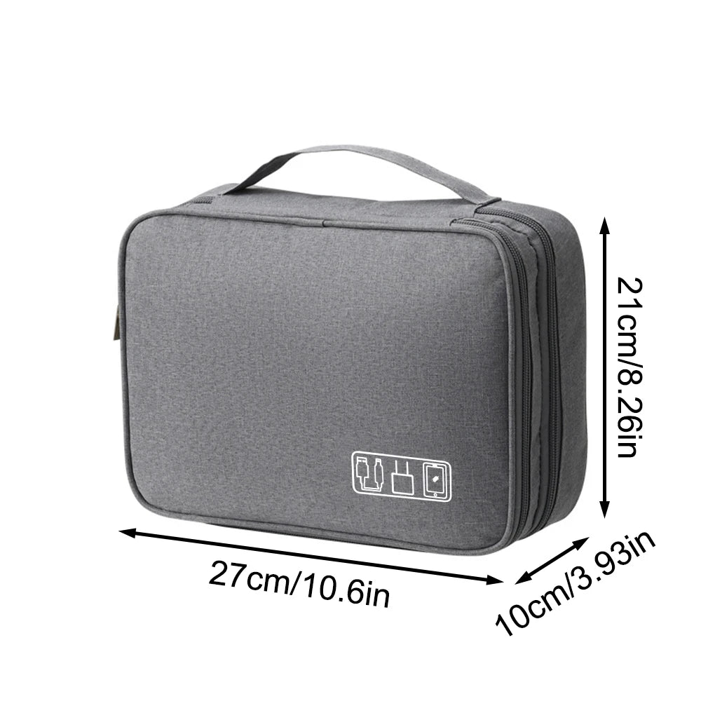 Black Oxford Cloth Electronic Accessory Storage Bag, Cube Travel Bag, Portable Data Cable Headphone Organizer Bag Office suppli Peaceful Pleasures Health and Wellness