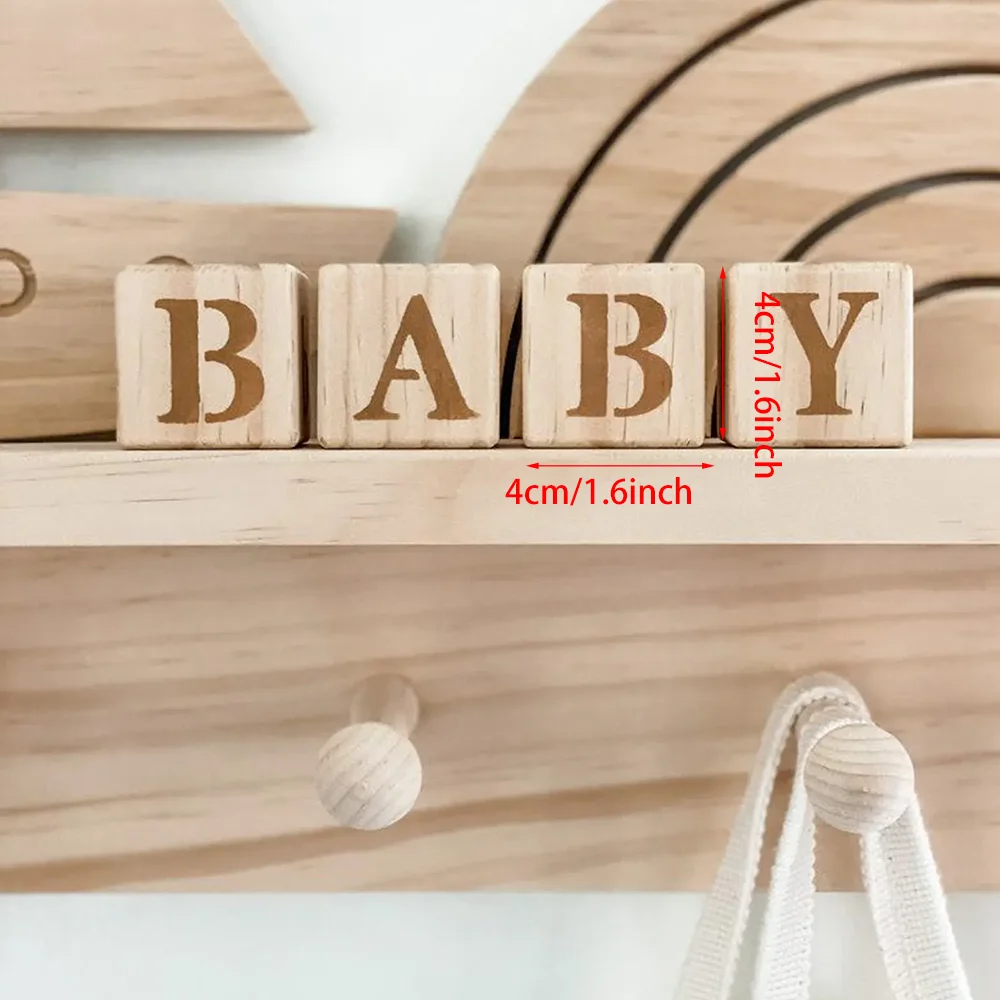 Wooden Letter Blocks Baby Shower Gift | Nursery Decor 4-Piece Wooden Nursery Décor Peaceful Pleasures Health and Wellness