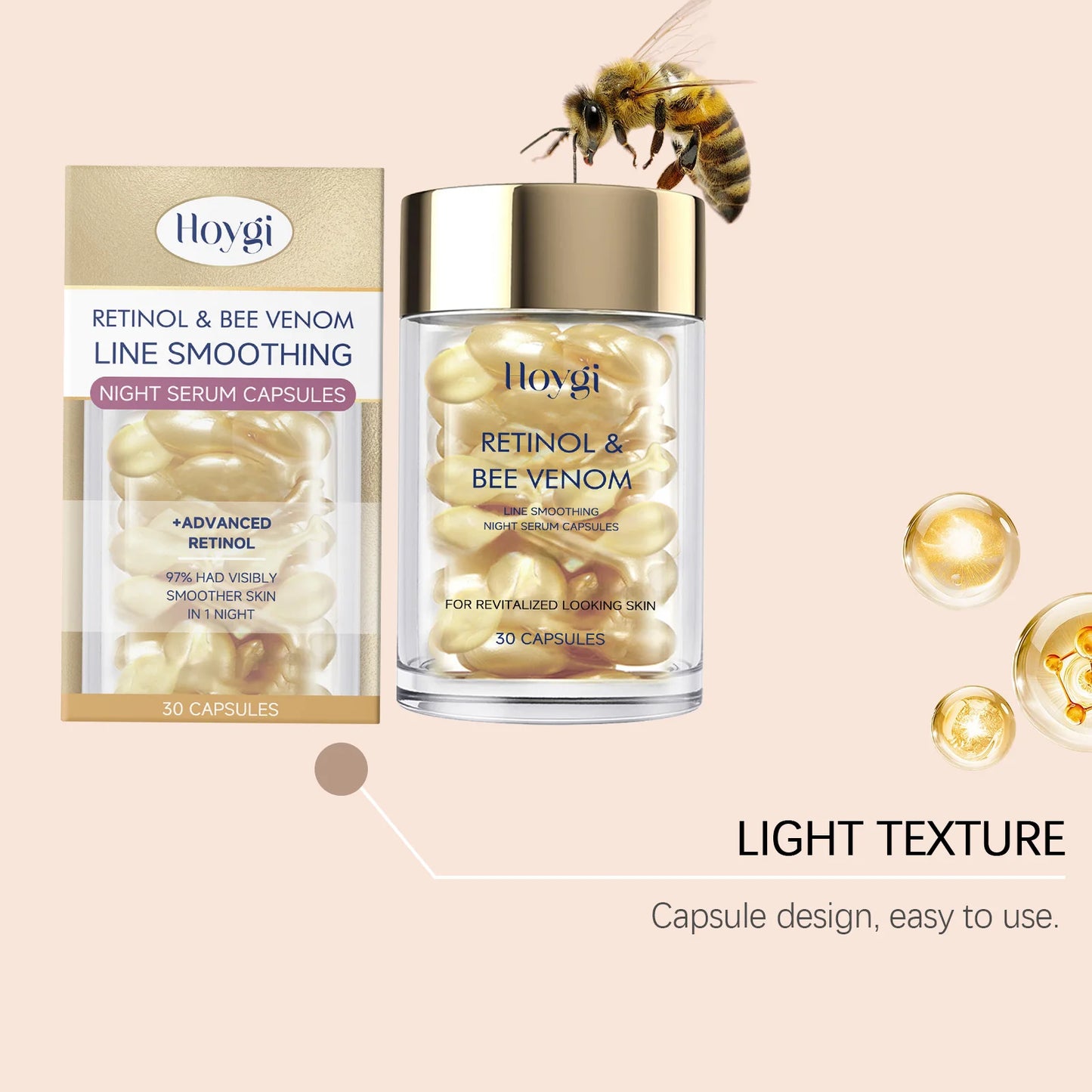 Hoygi Retinol & Bee Venom Night Serum Capsules | Anti-Aging