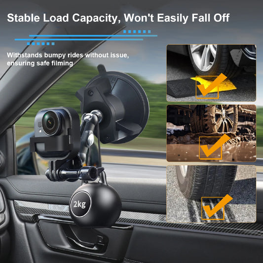 Multi-Surface Compatibility Stable Under Load Suitable For Insta360 Go Ultra Camera Vehicle Suction Cup Mount Accessory Peaceful Pleasures Health and Wellness Default Title