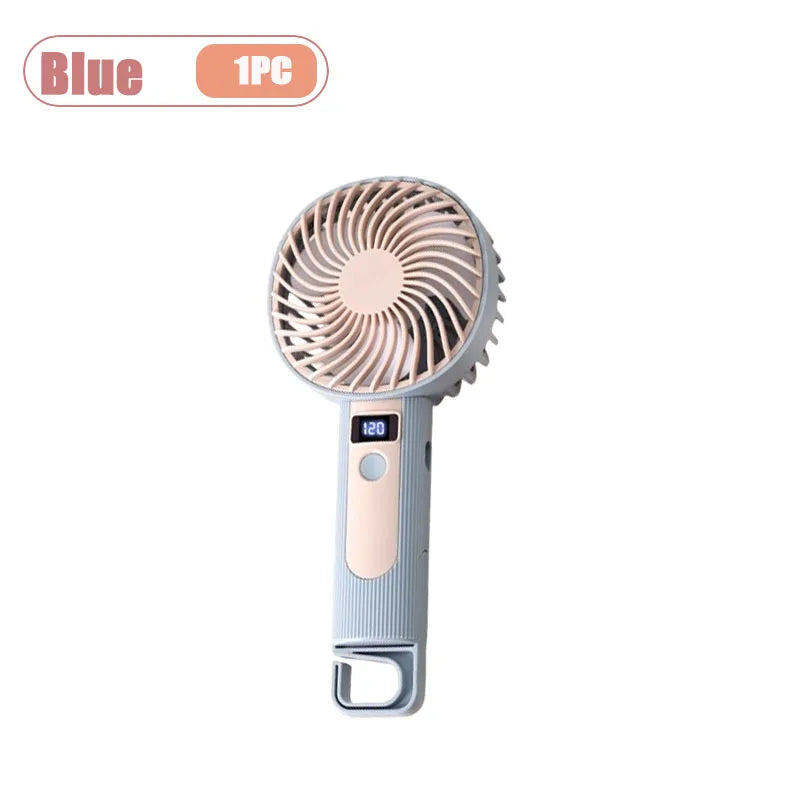 120-Speed Portable Handheld Fan | USB Rechargeable & Digital Display