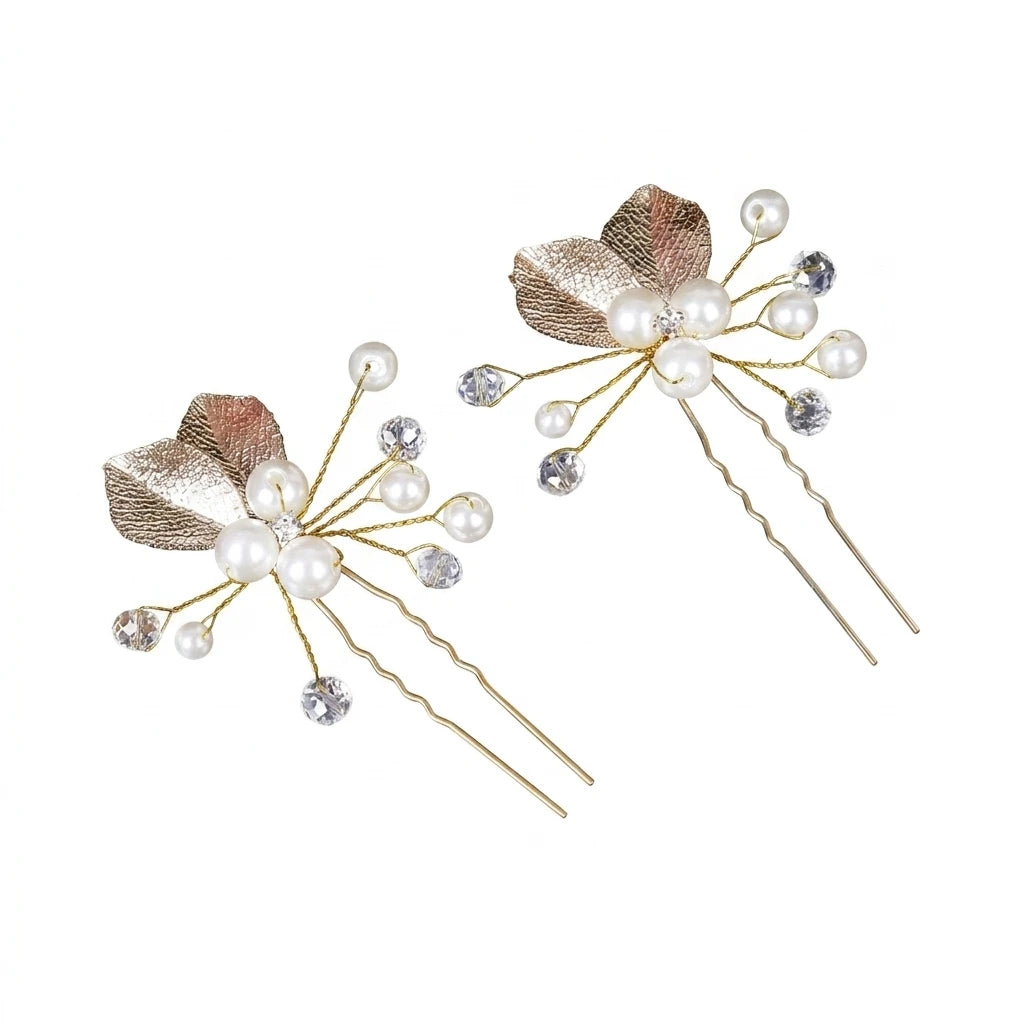 Bridal Hair Accessories Set Gold-Leaf Design for Wedding Dress Decoration Peaceful Pleasures Health and Wellness Gold