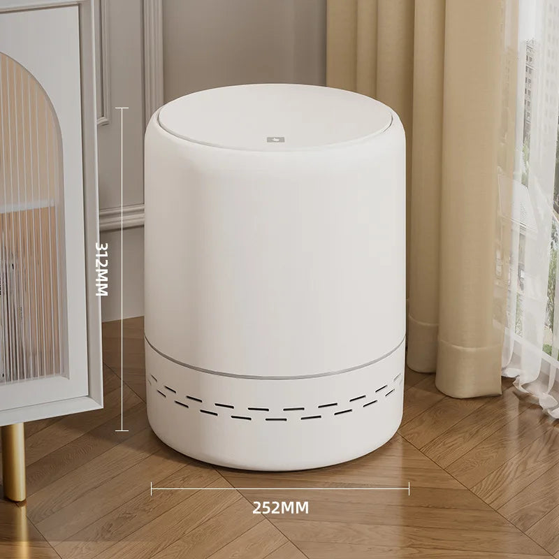 Premium Air-Press Trash Can with Pop-Up Lid - Cylindrical Design, Large Size for Kitchen & Bathroom, Home Décor Must-Have Peaceful Pleasures Health and Wellness White
