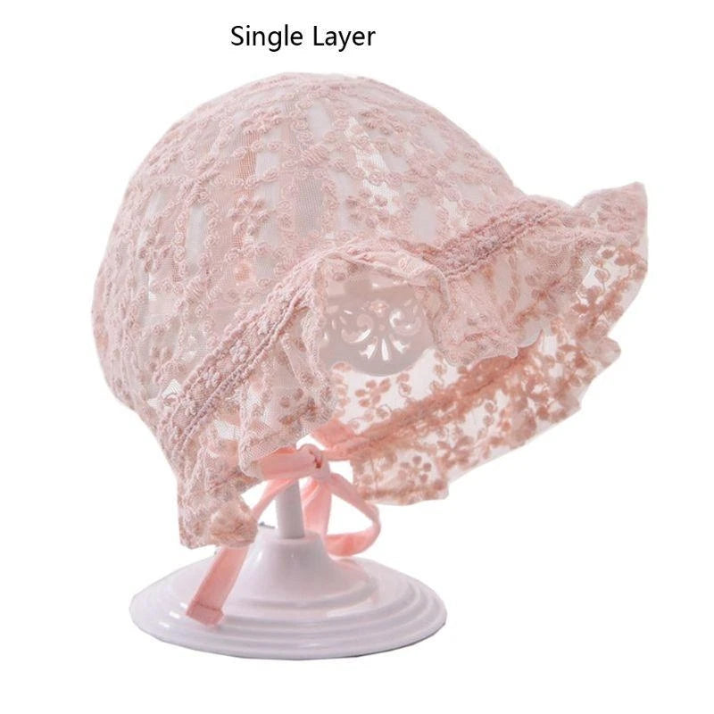 Lace Newborn Baby Sun Hat | Soft Cotton Bonnet 0–6 Months