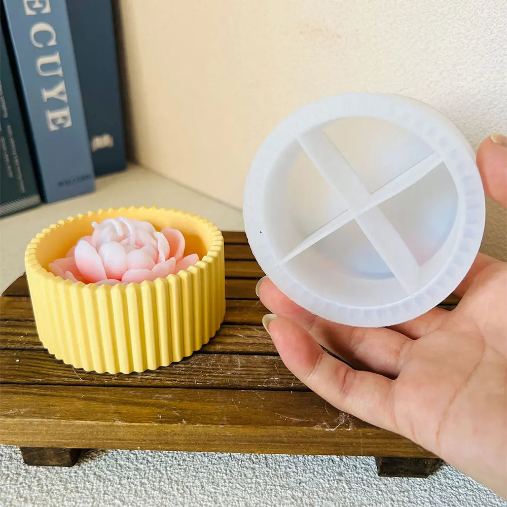 Silicone Round Stripe Mold – Concrete, Cement & Candle Bowl