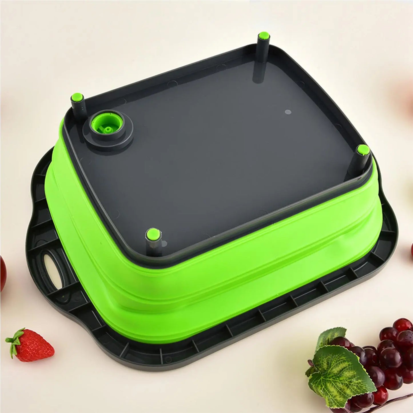 Foldable Sink Basin with Drain Plug, Portable Co&llapsible Tub for Camping Travel Dish Washing, Outdoor Kitchen & Pet Bath Peaceful Pleasures Health and Wellness