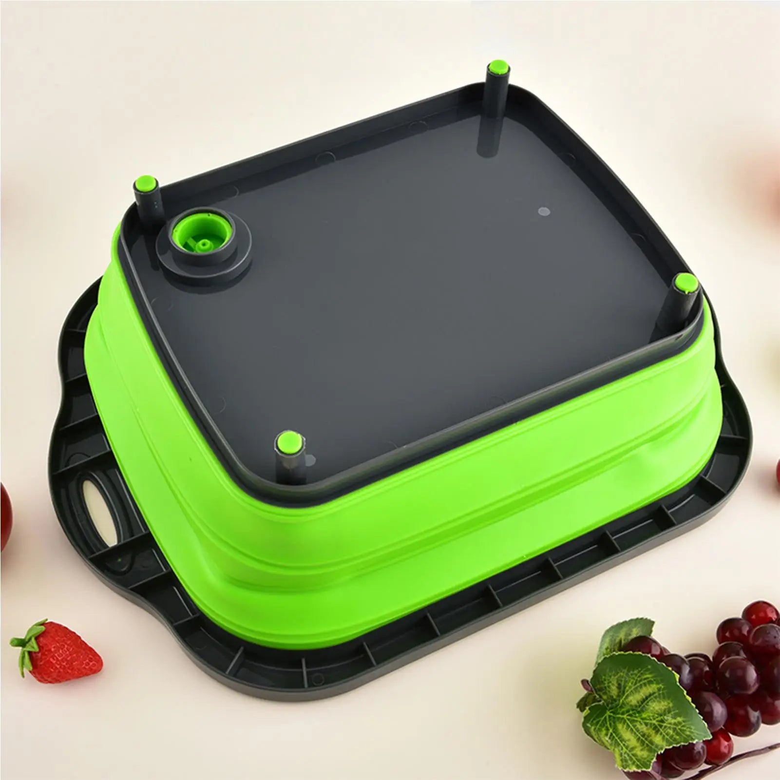 Foldable Sink Basin with Drain Plug, Portable Co&llapsible Tub for Camping Travel Dish Washing, Outdoor Kitchen & Pet Bath Peaceful Pleasures Health and Wellness