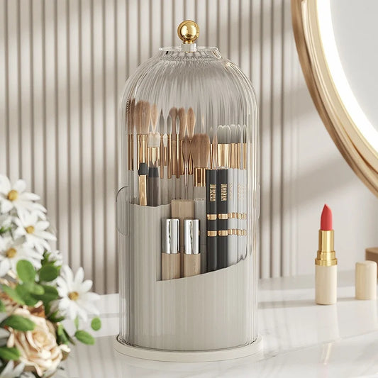 Rotating makeup brush storage box to give your dressing table a new look and easy storage Peaceful Pleasures Health and Wellness WHITE