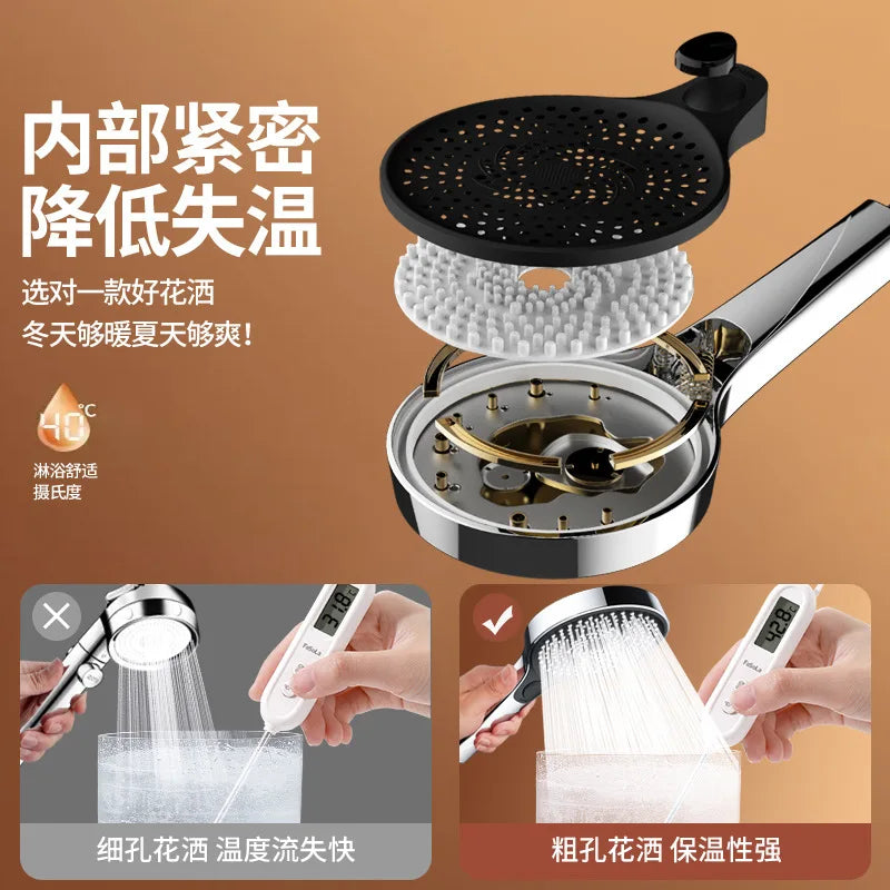 135mm High Pressure Showerhead | 3-Mode Rainfall, Massage & Filter