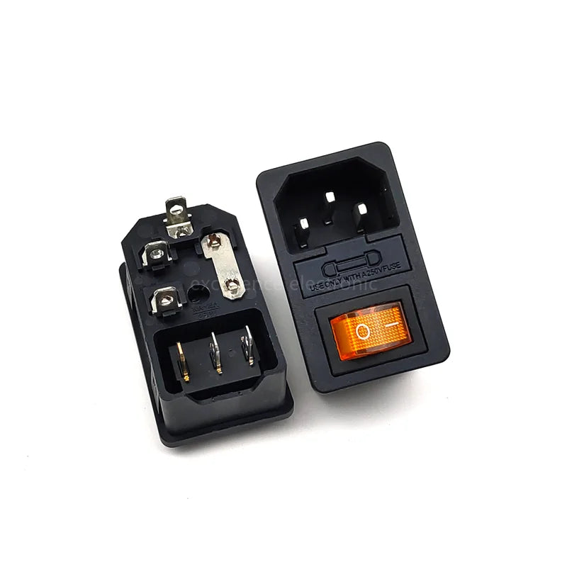 AC Power Socket with Light Fuse Card Type 3-in-1 Rocker Switch 3 Pin IEC320 C14 Inlet Power Socket 10A 250VAC Male Connector Peaceful Pleasures Health and Wellness Yellow 50PCS