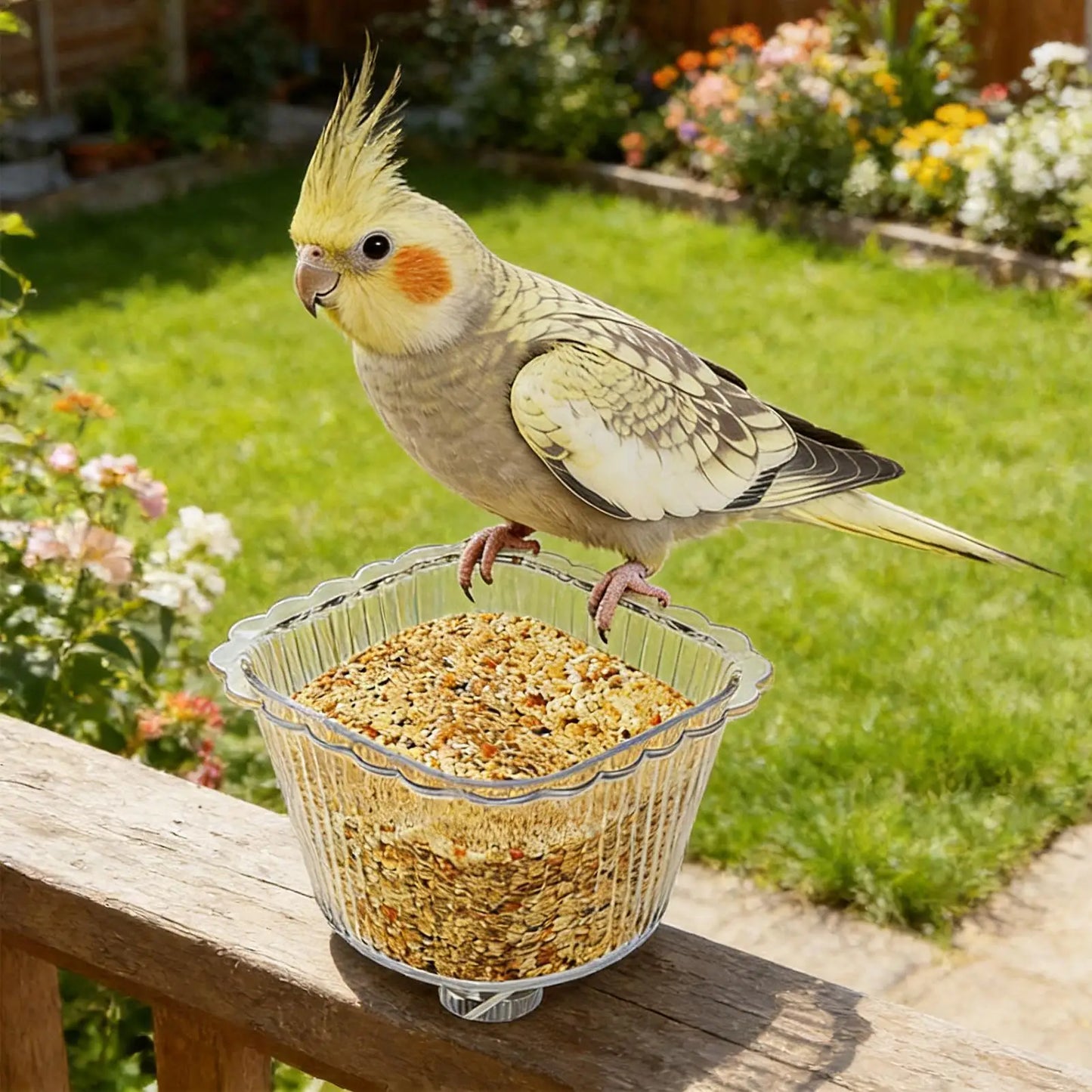 Clear Anti-Tip Bird Feeder Cage Bowl | Parakeet Cockatiel