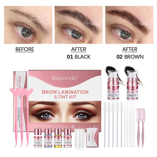 New Perm & Tint Eyebrow Kit Double Effect Eyebrow Kit Use plastic wrap to enhance eyebrows permanently (includes 2 shades) Peaceful Pleasures Health and Wellness black