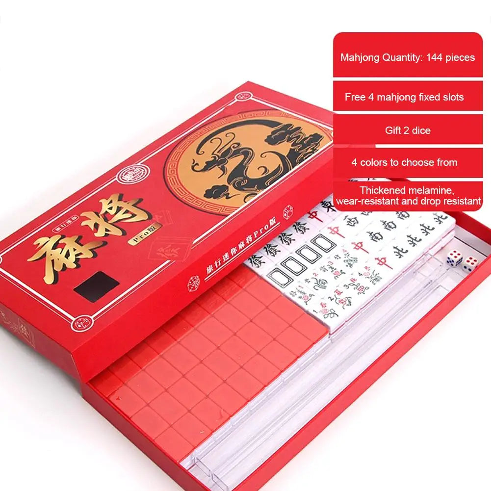 Mini Portable Chinese Mahjong Game Tiles Compact Board Family Outdoor