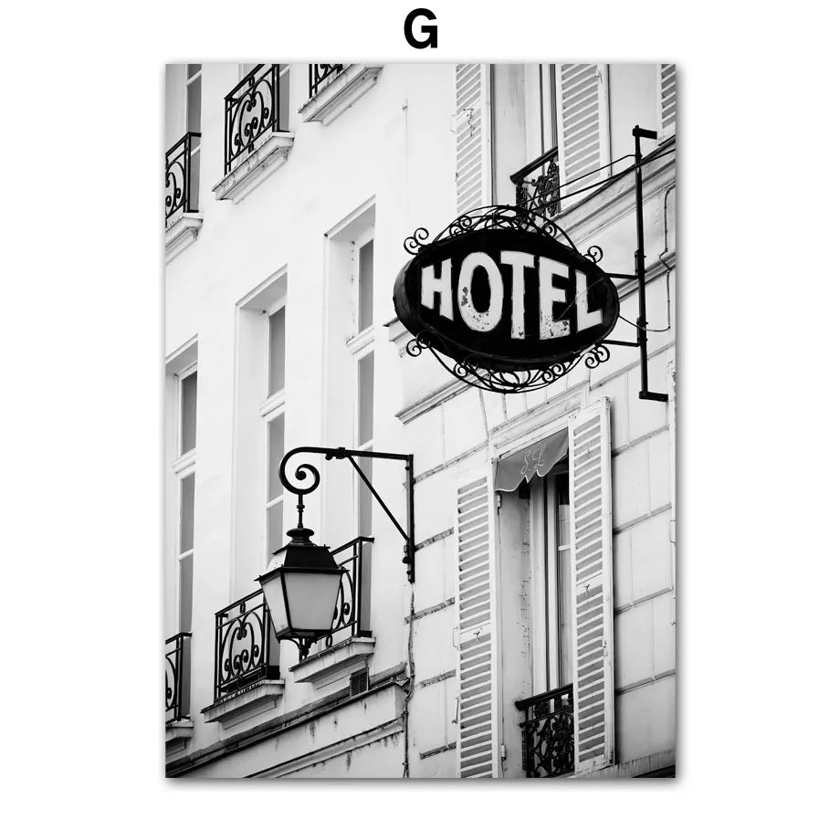 Vintage Car Canvas Wall Art | Nordic Black & White Paris Print