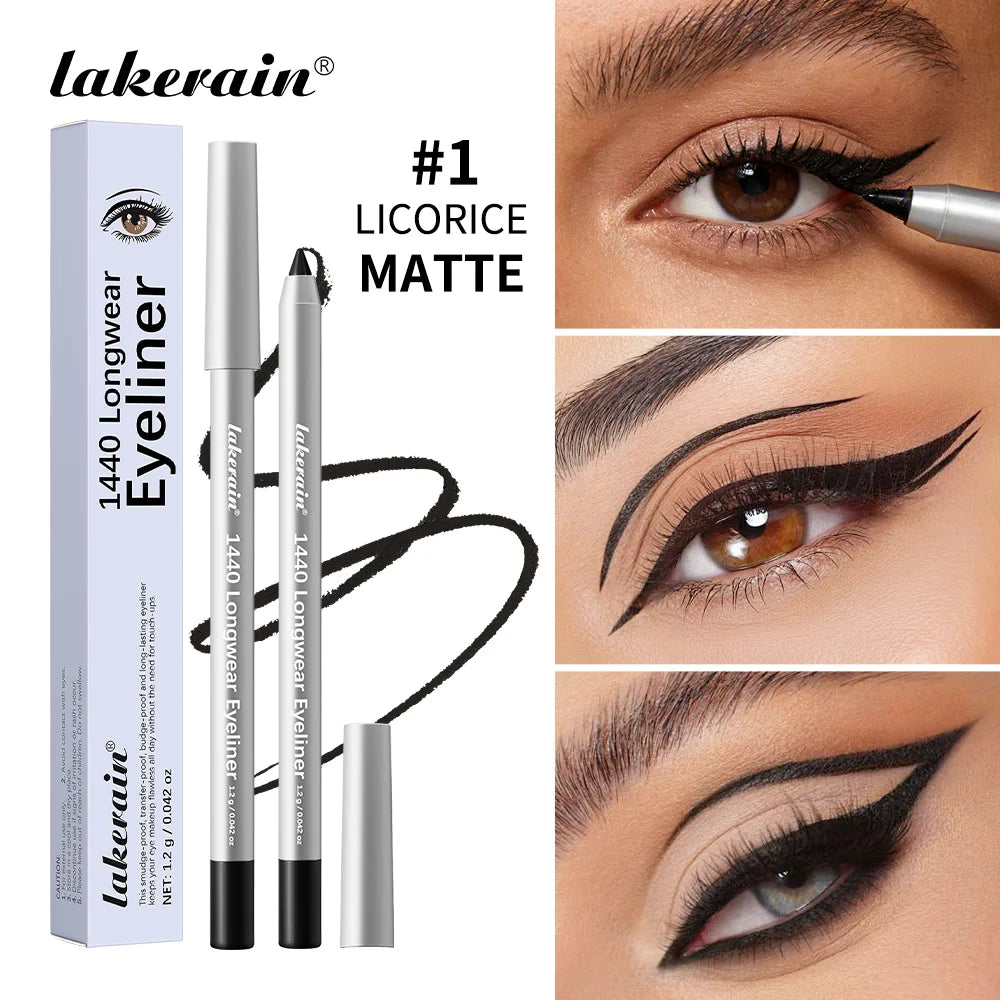 Lakerain Longwear Eyeliner 24h Long-lasting Wear Waterproof Smudge-proof Smooth Precise Application Smokey Eyeliner 12 Color Peaceful Pleasures Health and Wellness