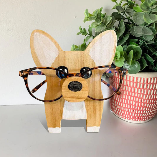 Corgi Dog Glasses Stand Christmas Gift Handmade Wooden Spectacle Holder Cute Pet Eyeglass Display Ornaments Peaceful Pleasures Health and Wellness