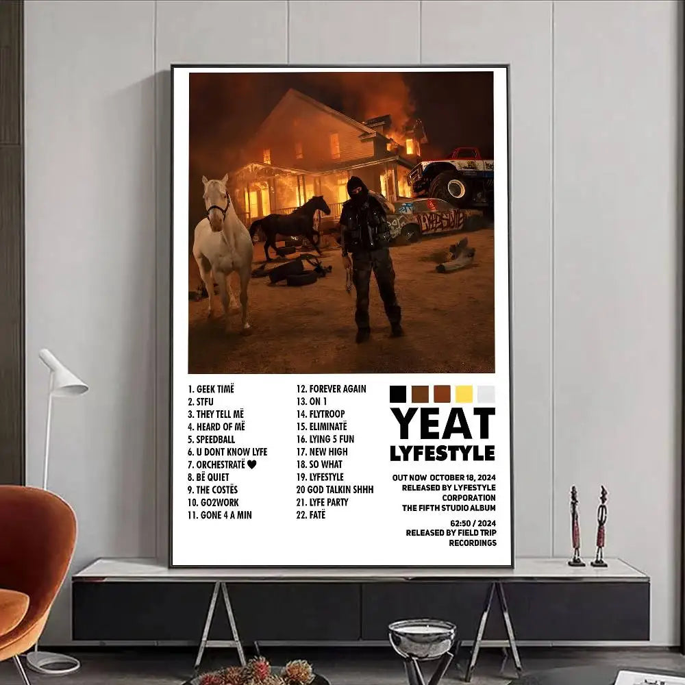 HOT Y-Yeat New Album Poster HD art poster for home living room bar office decoration sticky waterproof Peaceful Pleasures Health and Wellness z6 21X30cmNoframe
