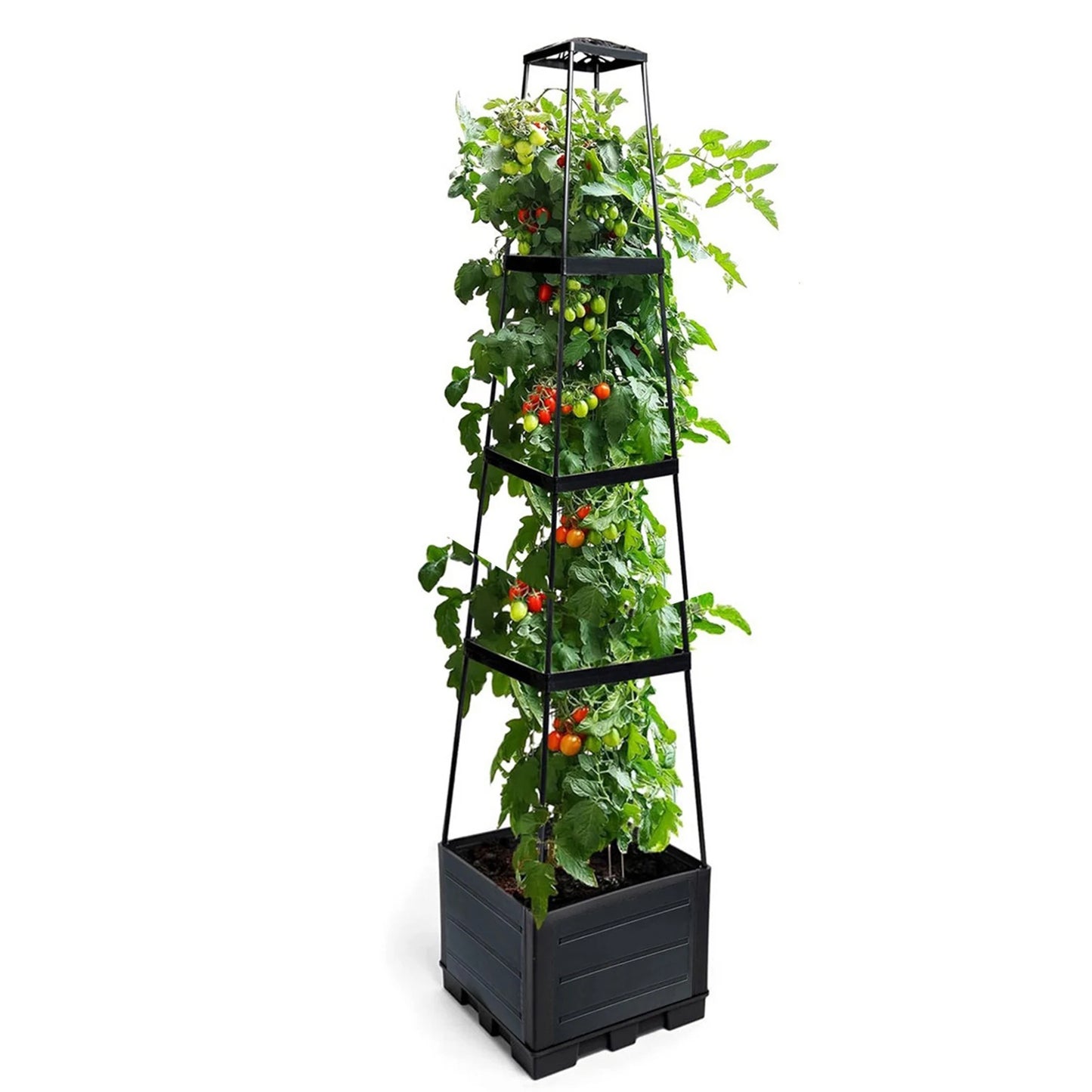 11in Tomato Tower Self-Watering Planter with Trellis Peaceful Pleasures Health and Wellness