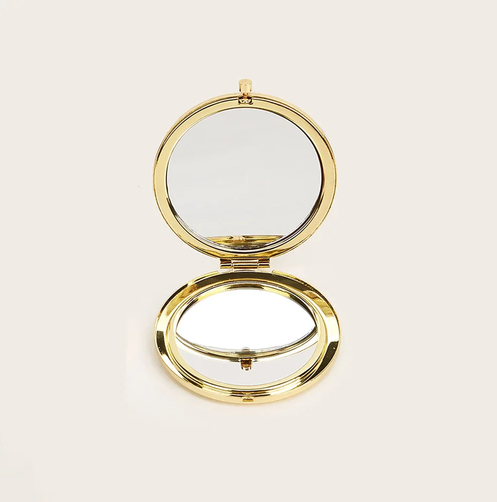 Double-Sided Folding Compact Makeup Mirror with Magnifier