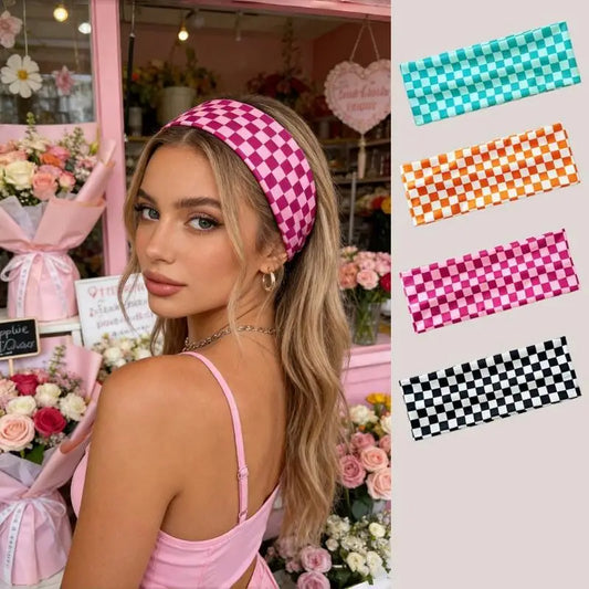 Checkerboard Elastic Headband | Sports & Yoga Hairband for Women Sports Headband Oasis Select