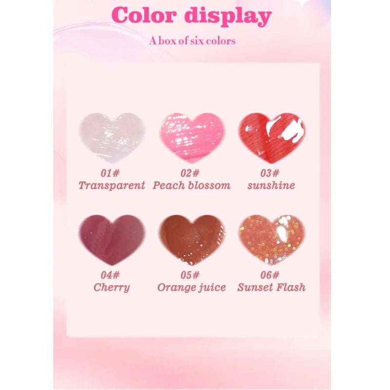 6-Piece Glass Mirror Lip Gloss Set – Shimmer Sheer Tints