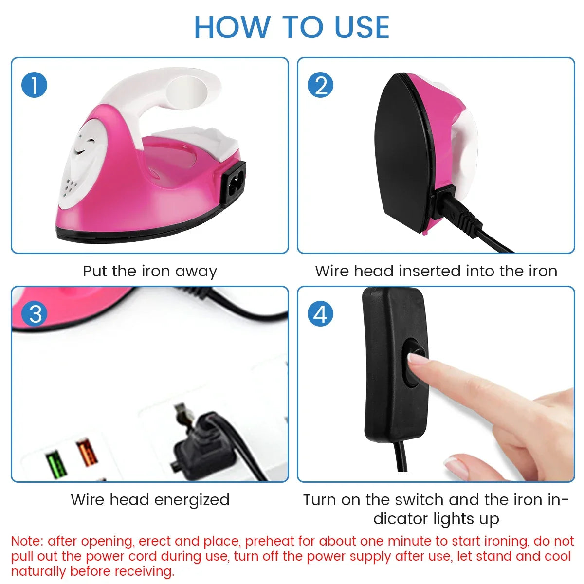 URGGU Mini Craft Iron – Portable Heat Press & Clothes Iron