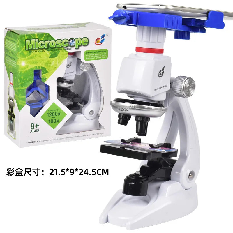 Children Microscope Biology Lab Led School Science Experiment Kit Education Scientific Toys Gifts for Kids Scientist Peaceful Pleasures Health and Wellness C2156