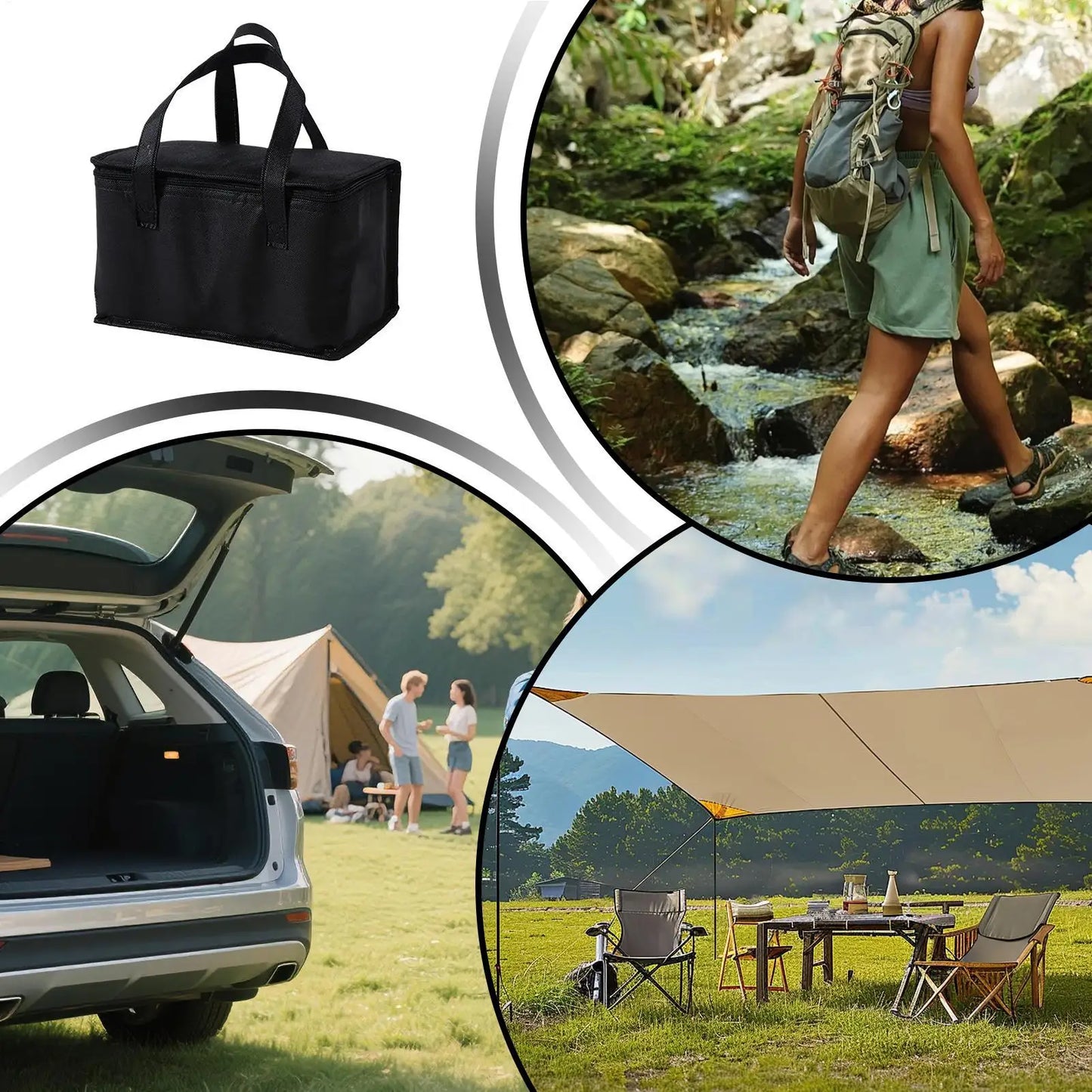 Portable Insulated Cooler Bag Aluminum Foil Foldable Tote Keeps Food & Drinks Cold For Camping Picnic Beach Travel Outdoor Peaceful Pleasures Health and Wellness
