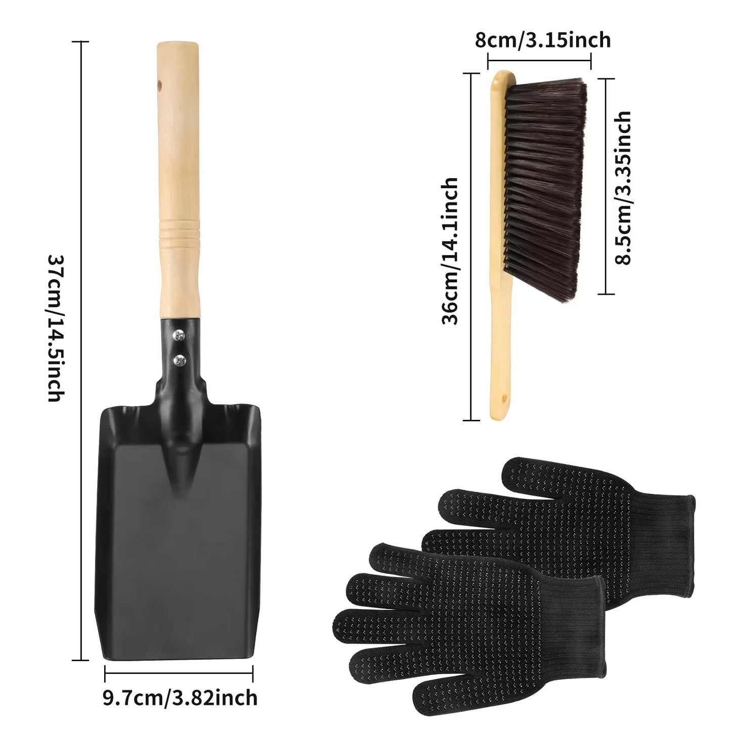 Fireplace Cleaning Complete Dust Broom Shovel Woodworking Brush