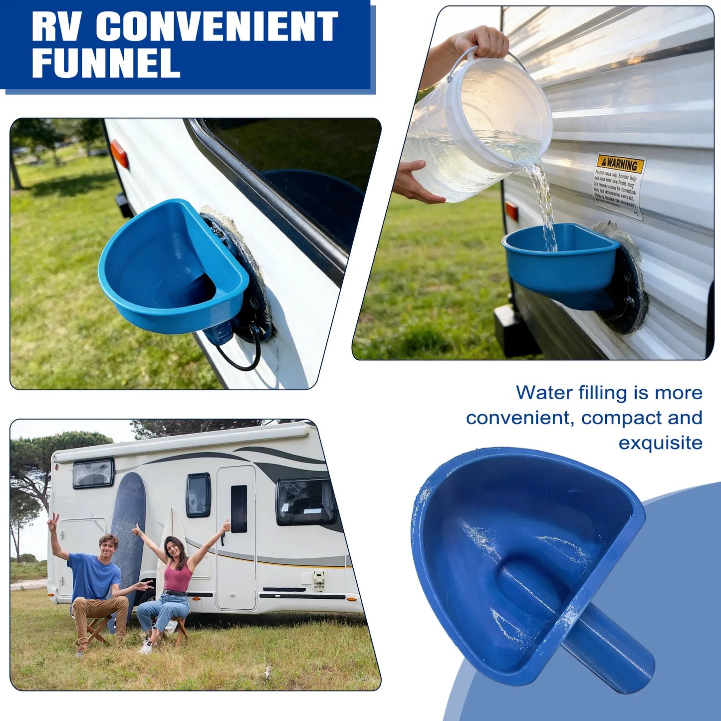 RV Water Tank Filling Funnel – Anti-Spill Wide Mouth 10-Inch RV Tank Funnel Peaceful Pleasures Health and Wellness