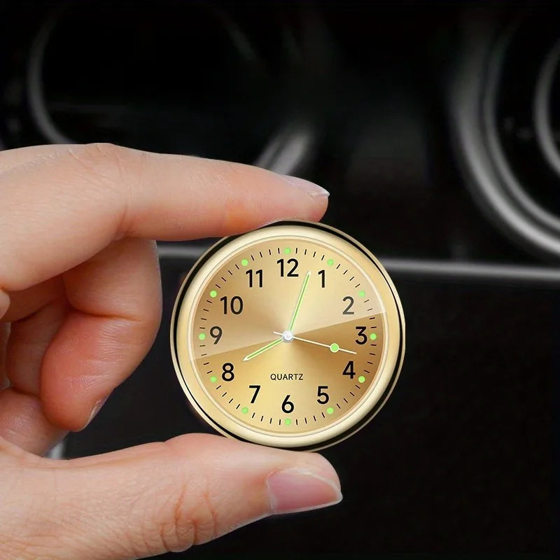 1pc Glow Decorative Car Clock Mini Quartz Watch for Car Decoration Peaceful Pleasures Health and Wellness Gold