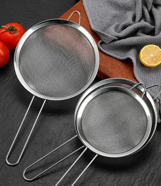 Set of 3 Stainless Steel Fine Mesh Strainers | Long Handle