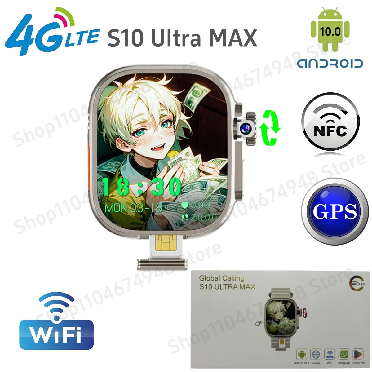 GOLDENSPIKE S10 Ultra MAX 4G Android Smartwatch | GPS & Camera