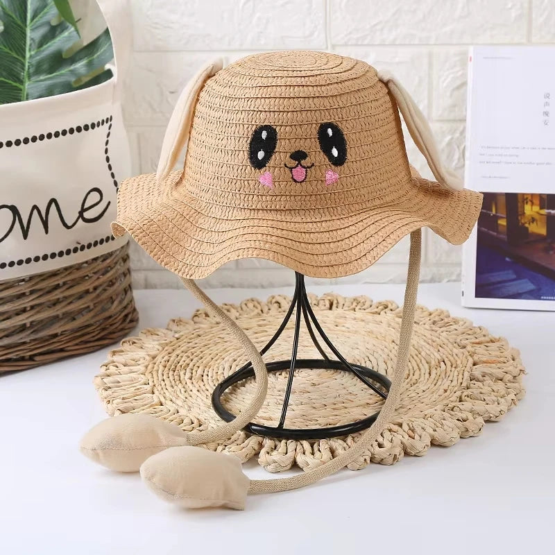 Kids Anti-UV Straw Sun Hat Cute Bunny Ears | Girls & Boys